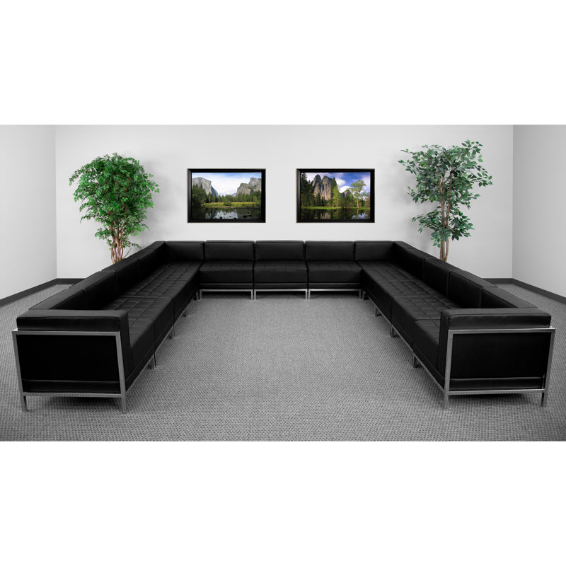 Chrysanthi LeatherSoft Modular U-Shape Sectional Configuration, 13 Pieces