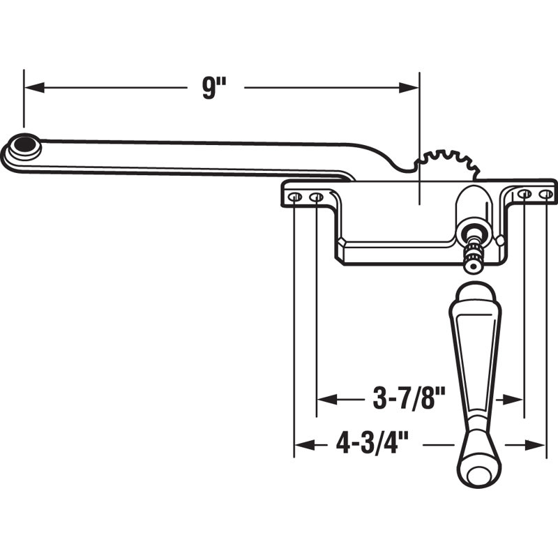 Moulé sous pression, Opérateur à battant, Droite, Type carré (paquet simple), H 13,15 po x l 3,8 po x P 1,45 po