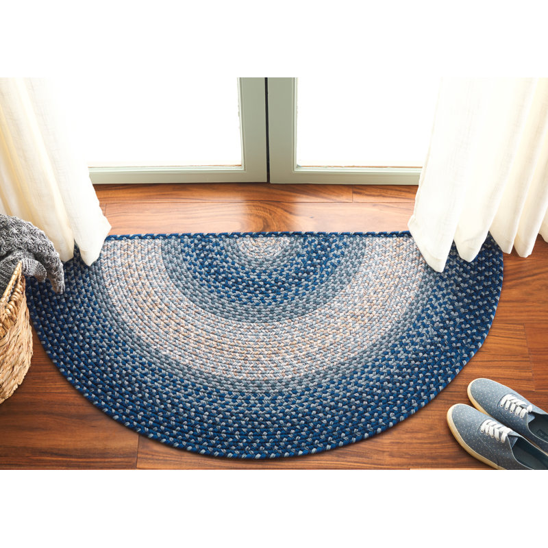 Emeryville Hand Woven Performance Machine Washable Performance Striped Indoor/Outdoor Area Rug, Half-circle 2' x 4'
