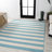 Claren Two-Tone Wide Stripe Aqua/Cream Indoor/Outdoor Rug-69807437