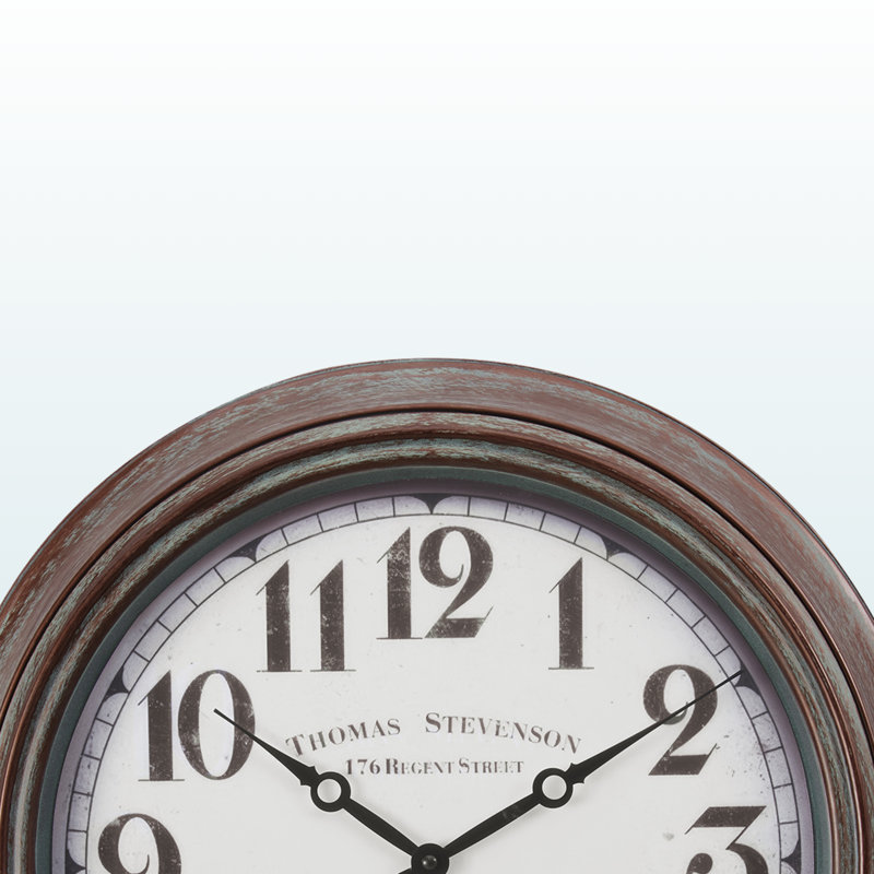 Liliya Round Wall Clock in Antique Brown, Transitional Style
