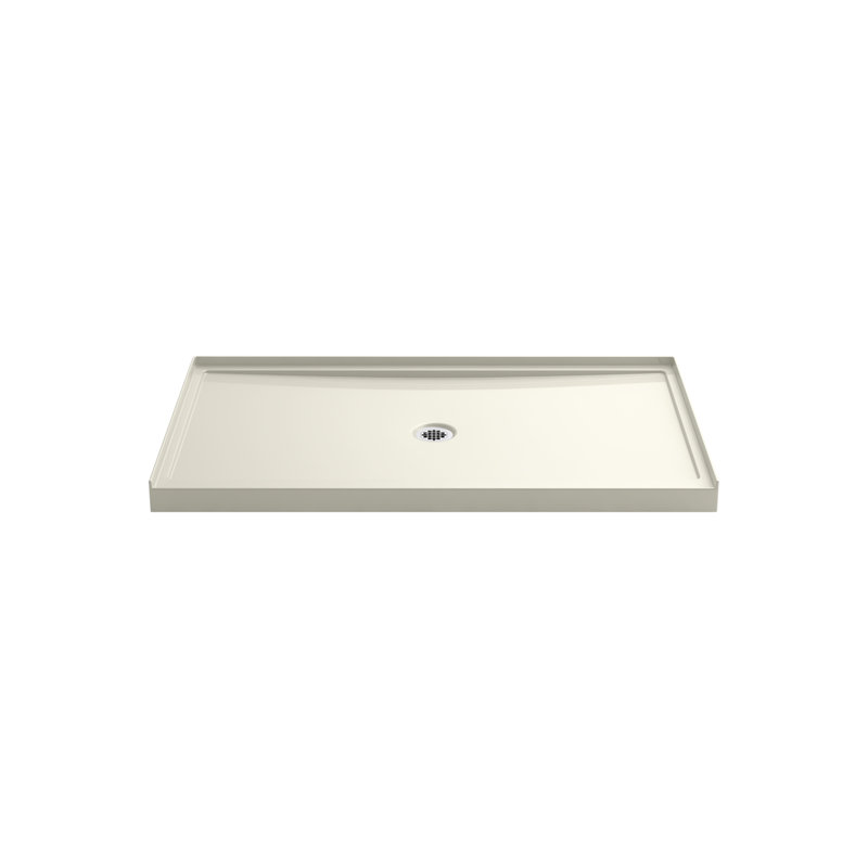 Kohler Rely 34" x 60" Single-Threshold Shower Base with Center Drain, Biscuit