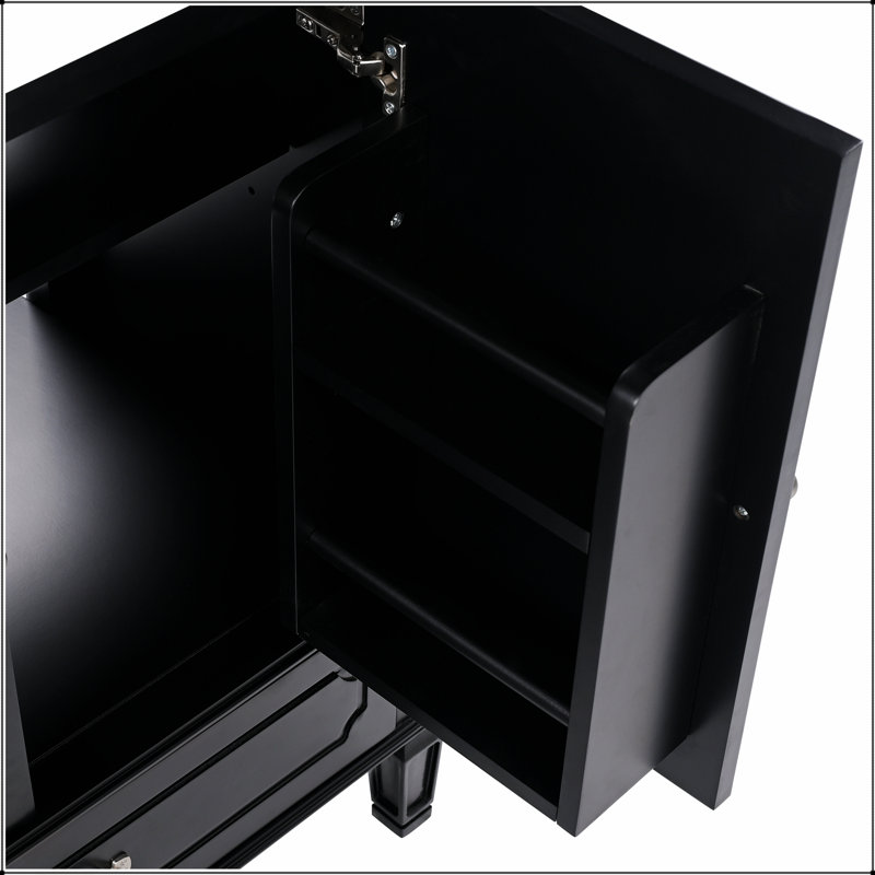 Meuble-lavabo de style rétro 30 po avec lavabo, rangement multifonctionnel et porte à fermeture en douceur, Noir