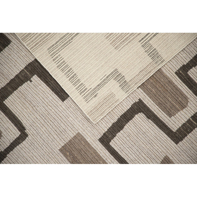 Bariloche Collection Hand Knotted Wool Geometric Shapes Area Rug, Rectangle 10' x 14'