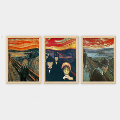 Superbe ensemble de peintures décoratives encadrées (3 pièces) de 21,7 po x 29,5 po chacune | Cadre 100% bois avec polystyrène de 0,8 pouce | Impression numérique UV | Parfait pour la décoration murale de salon, de bureau et de galerie