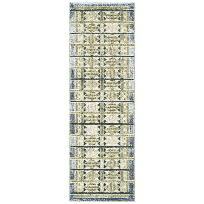 Maridee Green Blue Modern Indoor Rug, Runner 2' x 6'