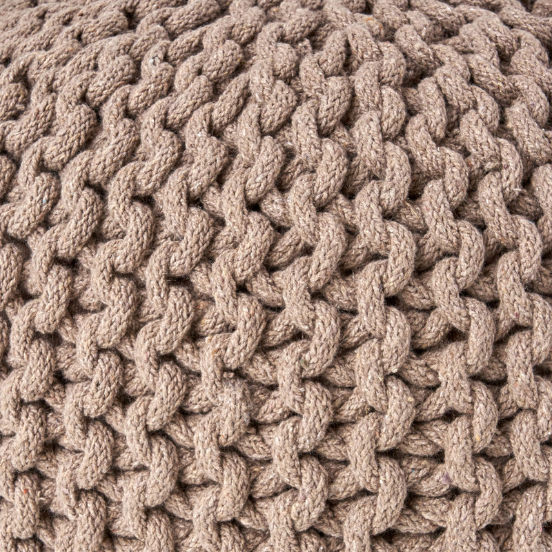 Durston Upholstered Pouf, Brown 100% Cotton
