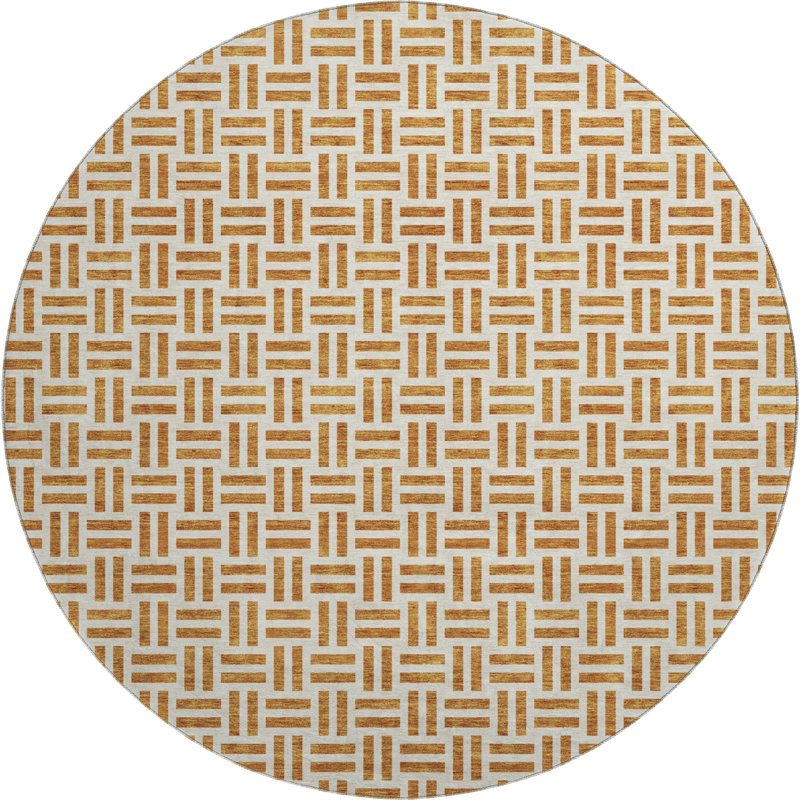 Premium Machine Washable Prisco Copper Rug, Round 8'