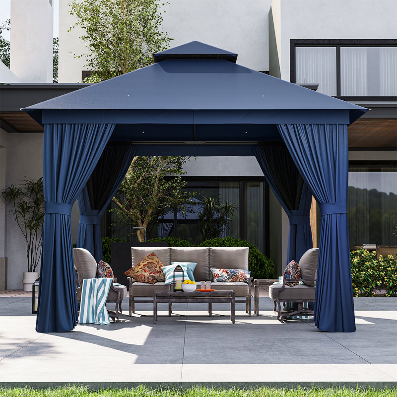 10 pi. L 10 pi. D Pavillon de jardin en acier, Blue