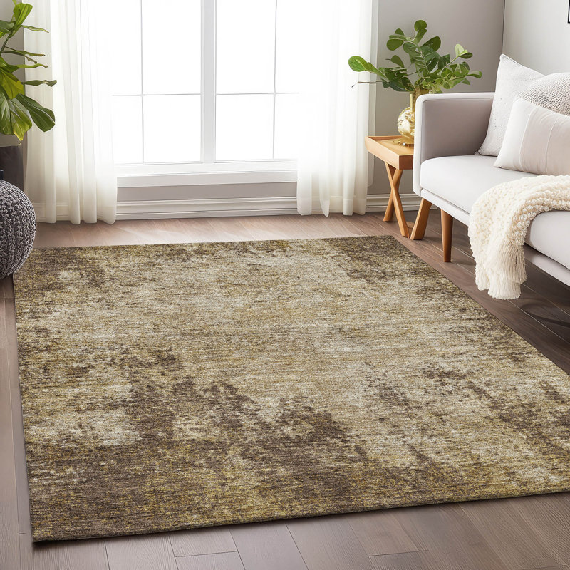 Premium Machine Washable Prisco Brown Rug, Rectangle 10' x 14'
