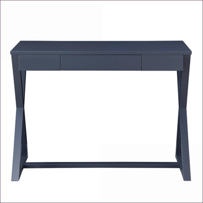 Console élégante couleur anthracite avec piétement en X et 1 tiroir pour ranger les petits articles essentiels