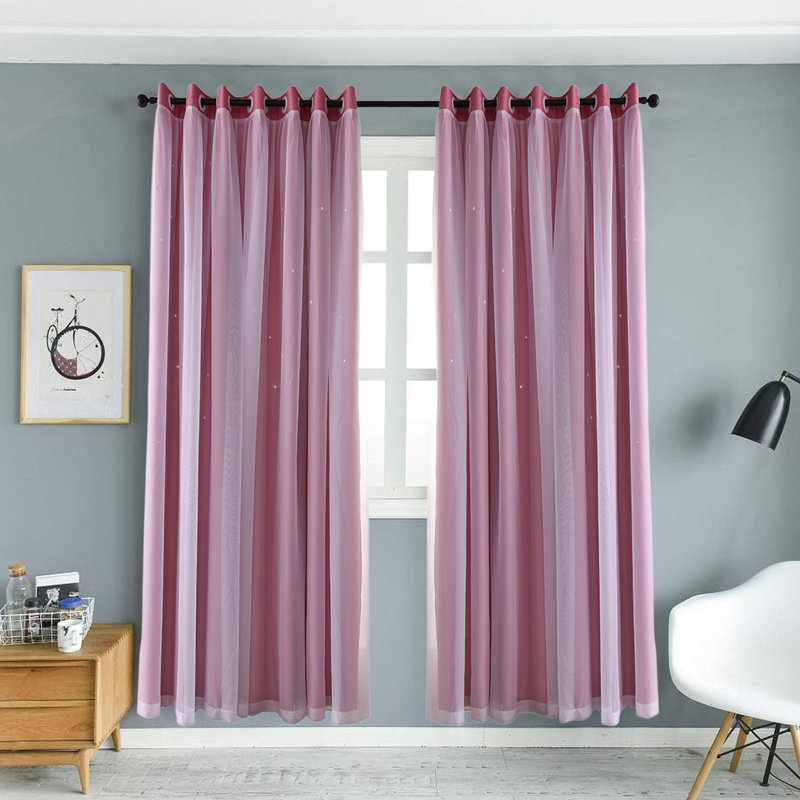 Paire de rideaux occultant en polyester, Rose