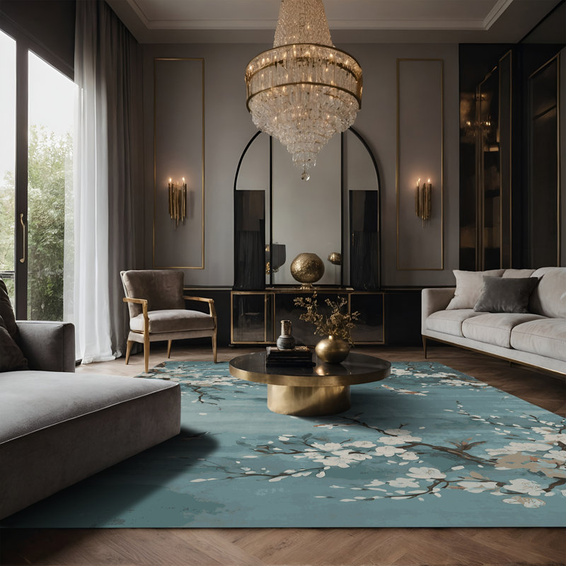 Tapis gris soyeux et moelleux, Rectangle 5 pi x 7 pi