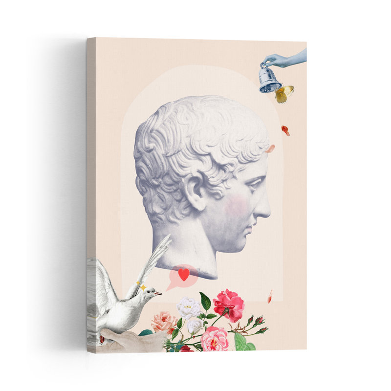 Dreamy Classical Bust Contemporary Dreamy Romantic Butterfly Rose Architecture Flower Wall Art Print by Talitha McQueen - Print