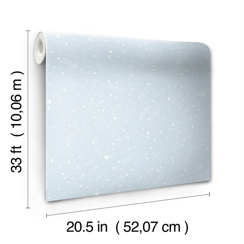 Rouleau de papier peint l 33 pi x l 20,5 po disney mickey mouse star, Bleu