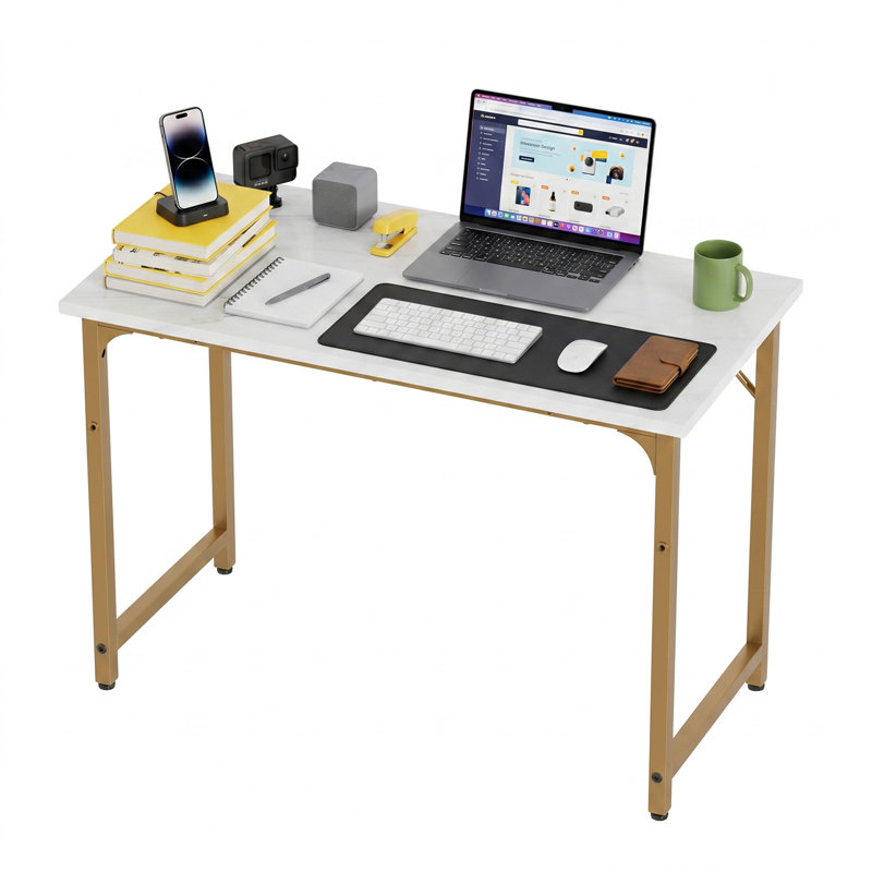 Office Desk Small Computer Desk Study and Writing Table Simple Modern Desk with Metal Frame for Home Office
