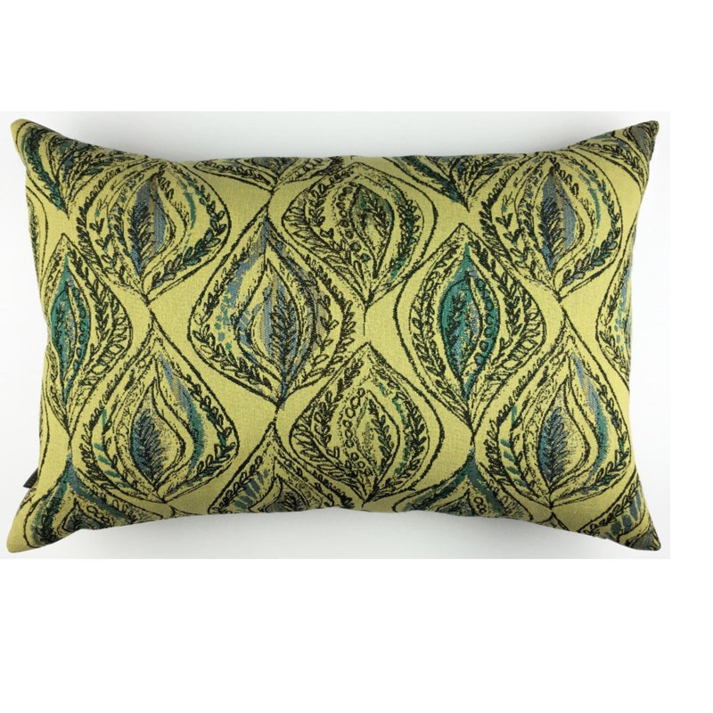 Coussin lombaire à motif floral Feathers, Citron