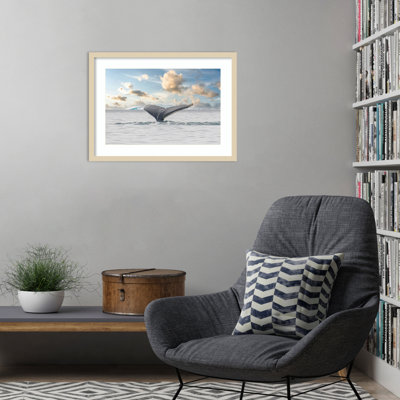 Antarctica Whale Tail III by Hartwig Wood Framed Wall Art Print