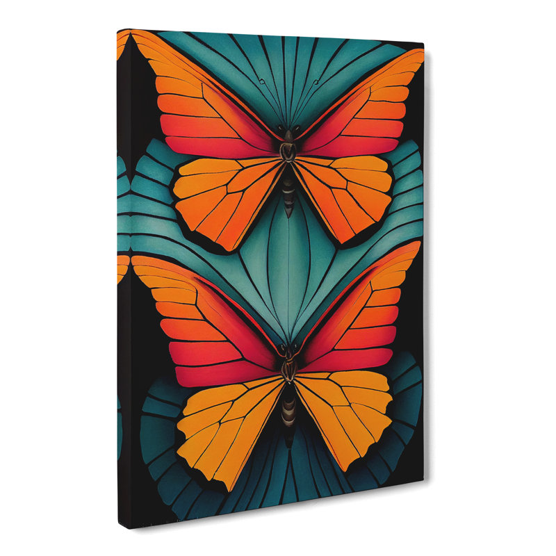 CAN-V0523-323X Butterfly Gouache Paint 1 Piece Wrapped Canvas Wall Art, 50cm H x 35cm W