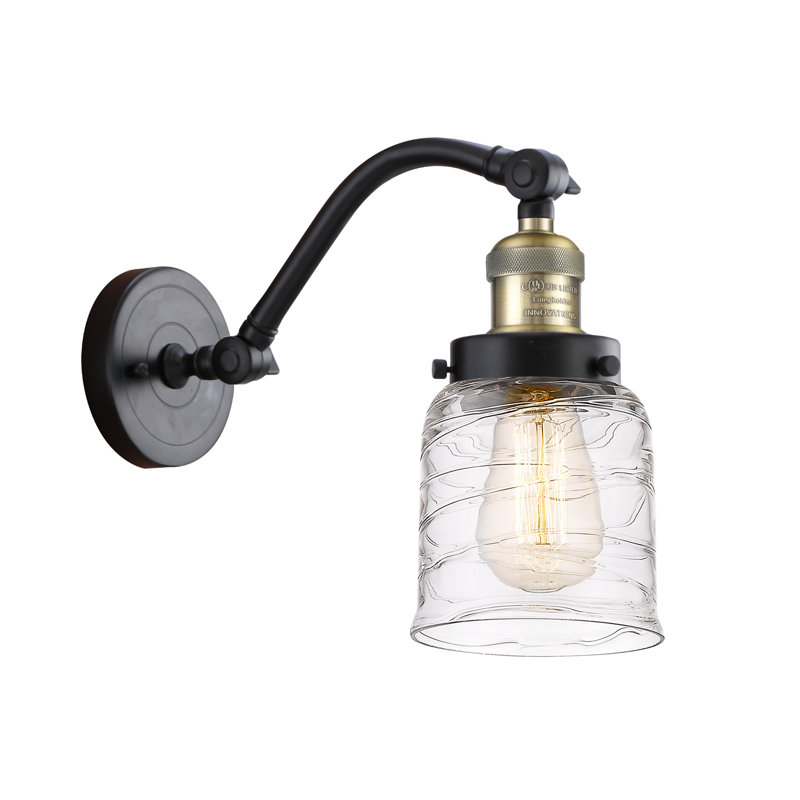 Applique murale 1 lumière 5 po Bell, Boîtier blanc mat, Ampoule à DEL rétro de 6 watts, Laiton antique noir