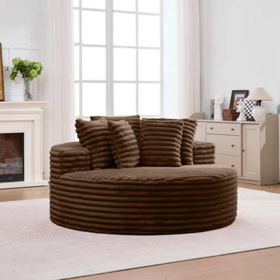 Chaise longue 62,6 po en velours côtelé brun foncé, aucun assemblage requis, siège profond et confort semblable à un nuage