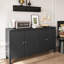 Armoire décorative à 4 portes, rangement pour buffet en bois, noir mat, pour la cuisine, l'armoire de rangement, le buffet de porte fonctionnelle et la salle à manger, finition noire