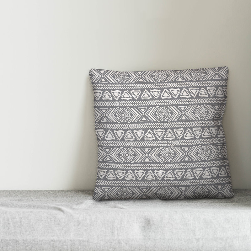Geometric Throw Pillow, 16" x 16", Gray/White