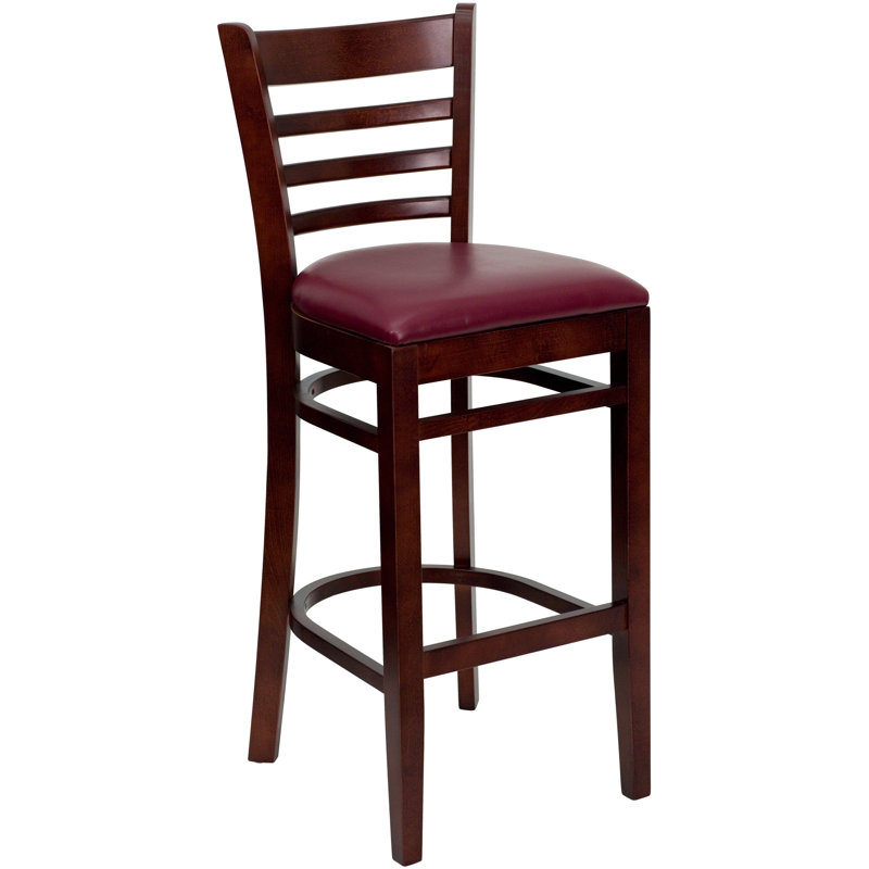 Tabouret de bar en bois Ladder Back, Acajou, Rouge