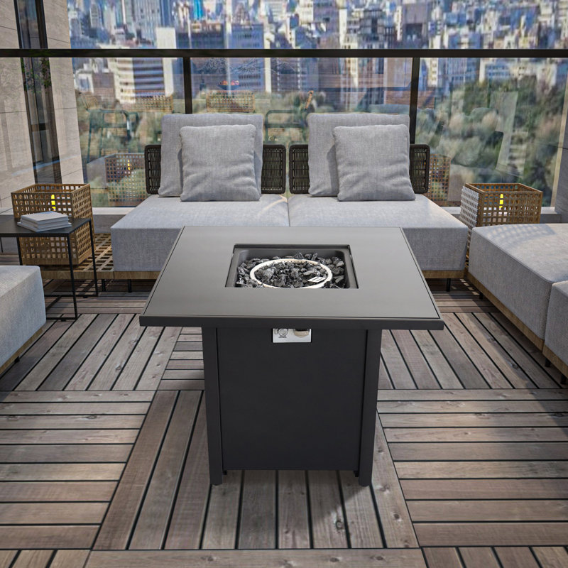 Hordville Square Steel Propane Smokeless Fire Pit Table
