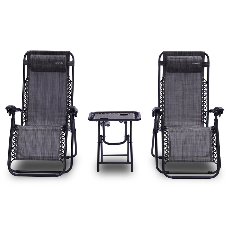 Katica Folding Beach Chair, Gray/Black