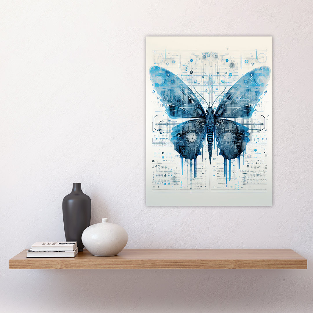Wall Art Print Butterfly Robot Hybrid Secret Military Schematic Futuristic Complex Arcane Manuscript Gift For Cave Poster