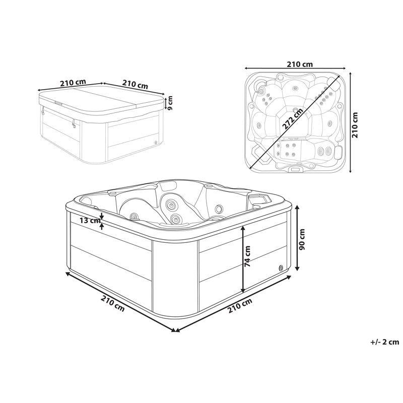 Freeport Park Crisler 230 Volt Acrylic Square Hot Tub, Grey, Grey