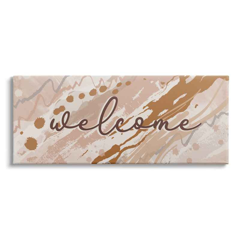 Motif de géode abstraite «Welcome Greeting» par Jennifer Ellory - Art textuel, Toile tendue, H 13 po x l 30 po