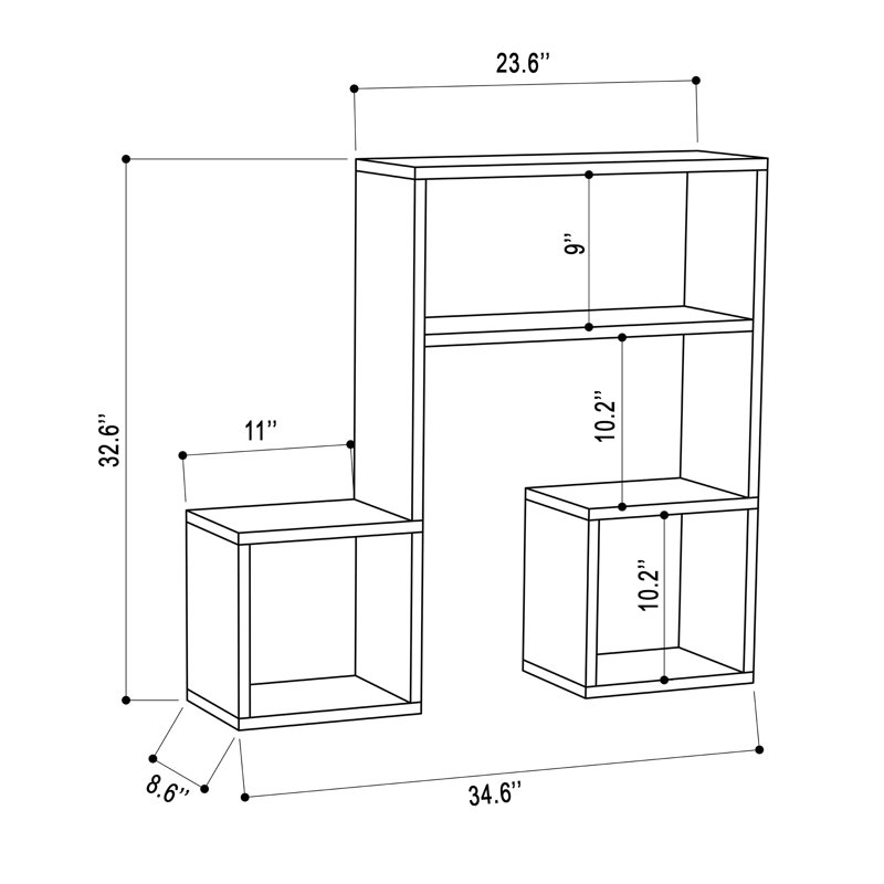 Musgrave 5 Piece Accent Shelf with Adjustable Shelves, Burgundy