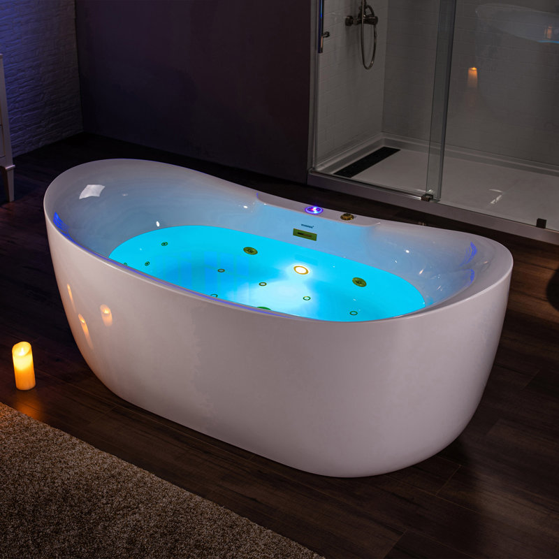 72'' x 35'' Freestanding Acrylic Bathtub, Brushed Gold