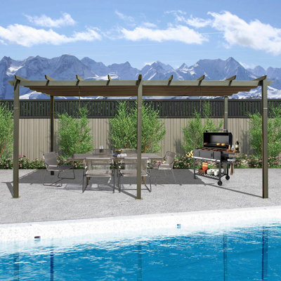 Outdoor Living Outdoor Retractable Pergola With Weather-Resistant Canopy Aluminum Garden Pergola Patio Grill Gazebo For Courtyard