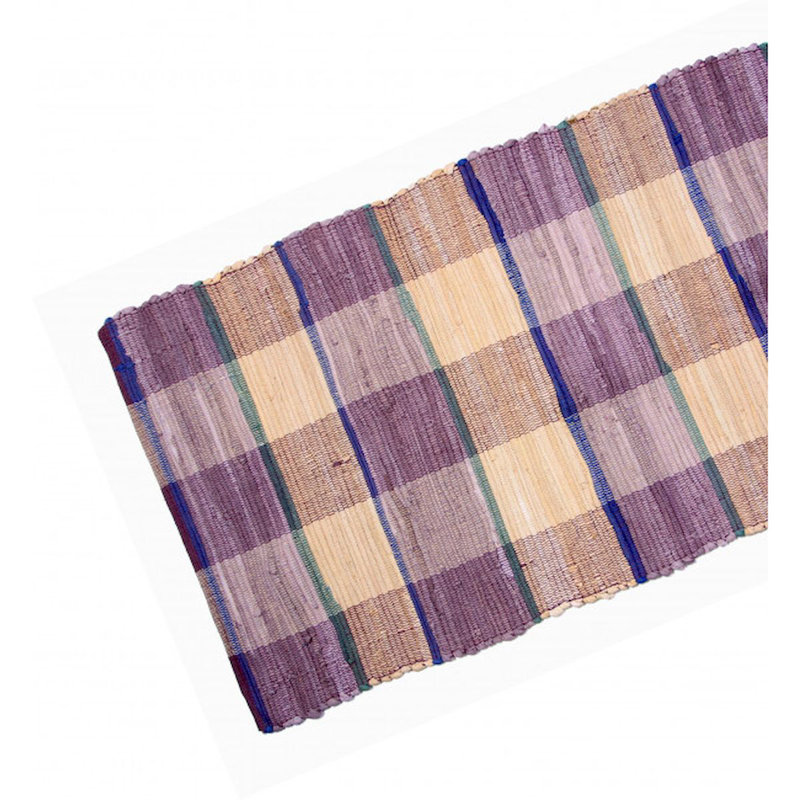 Purple And Beige Checks Chindi Table Runner, L 54 po x l 13 po