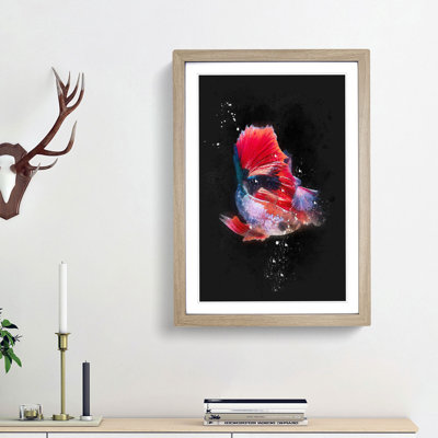 Eye-Catching Red and Blue Fish - Framed Print