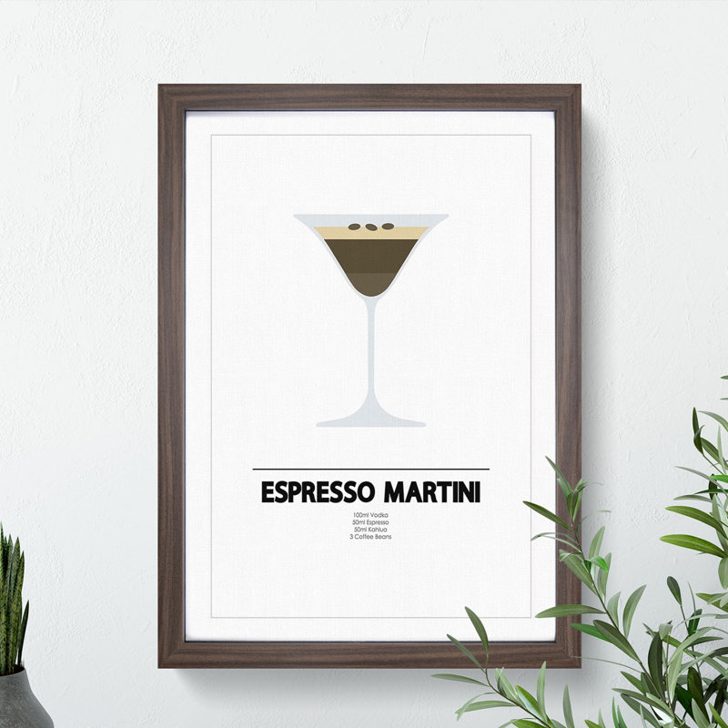Espresso Martini - Framed Print, 65cm H x 48cm W x 2cm D, Walnut