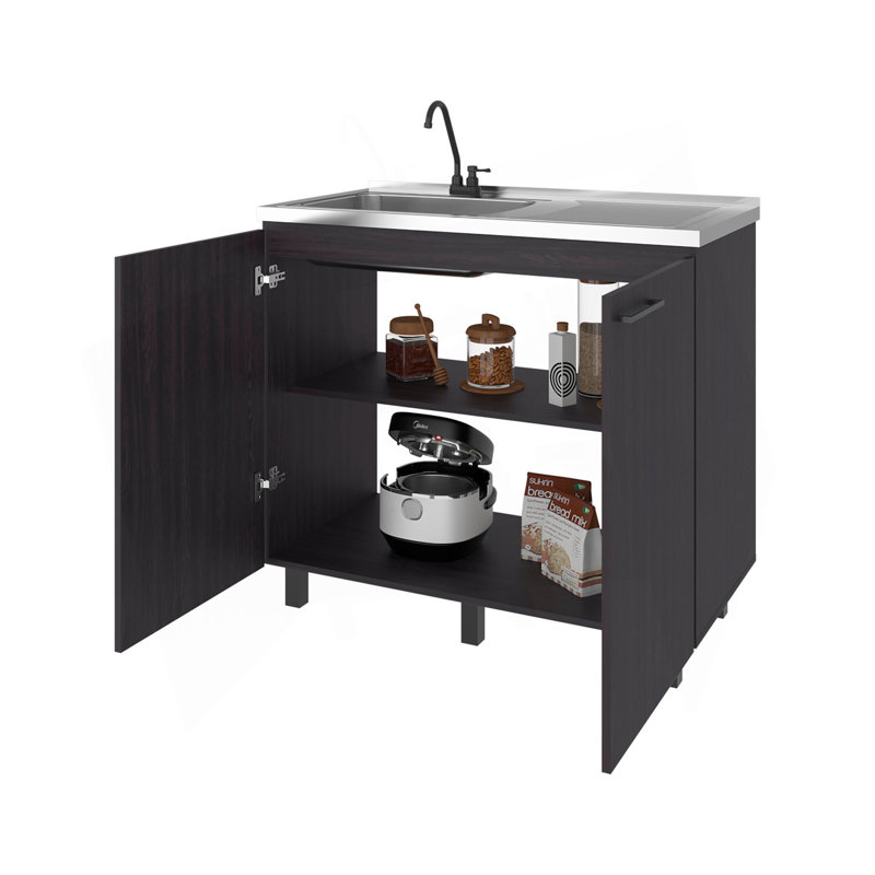 Armoire utilitaire Wenge Gold avec 2 portes et 3 tablettes