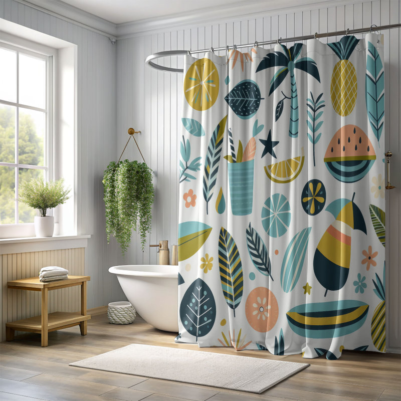 Rideau de douche standard 1 pièce, H 74 po x l 71 po