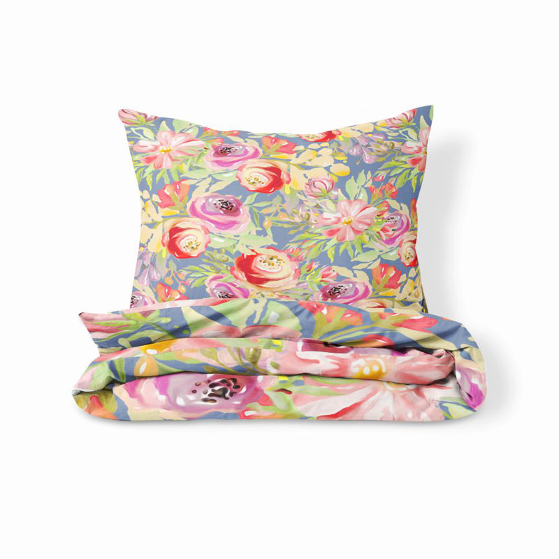 Ensemble de housse de couette à motif floral, Housse de couette pour grand lit et 2 taies décor