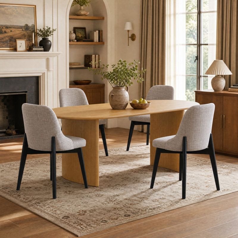 Tables de cuisine ovales en chêne avec tables de salle à manger Fermin, H 30 po x l 67 po x P 33 po