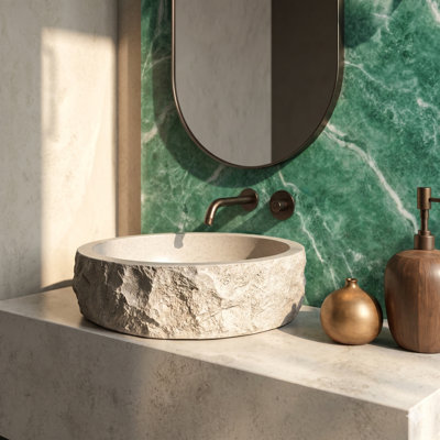 Lavabo vasque 15 "à surface solide ciselée avec texture de croûte crue