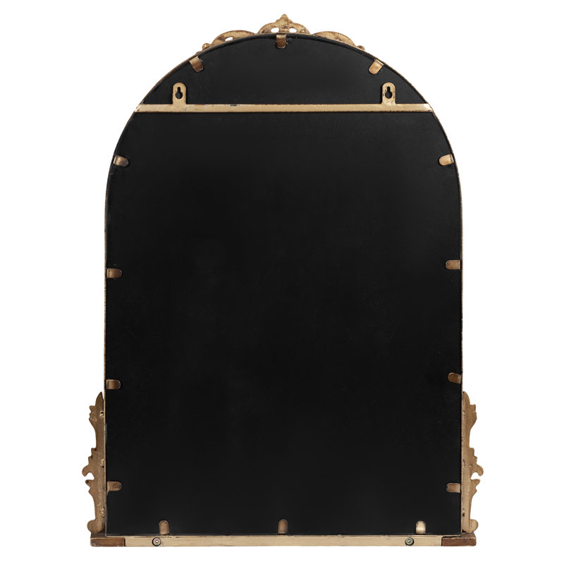 Canoby Metal Arch Mirror with Shelves, Gold