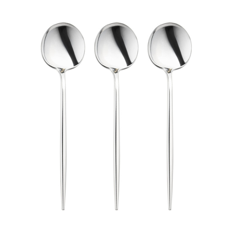 Cuillères à dîner jetables en plastique Shiny Silver Moderno