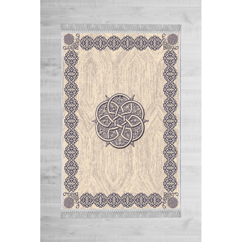 Tapis beige / gris en velours tissé à plat Judd, Rectangle 2 pi 7 po x 4 pi 11 po