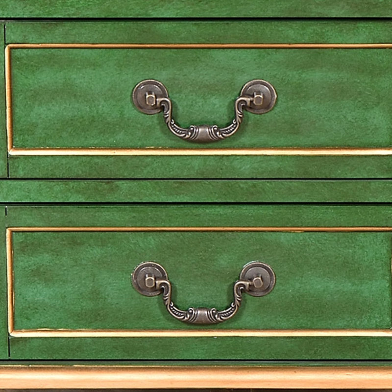 Buffet décoratif Vintage vert à deux tiroirs