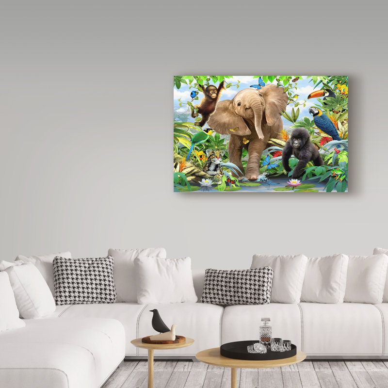 Reproduction d’art sur toile tendue babyjungle, H 22 po x l 32 po x P 2 po