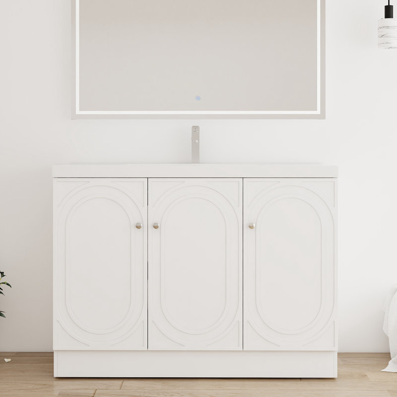 Miterdale 48'' Single Bathroom Vanity with Resin Sink, White, 48'' 